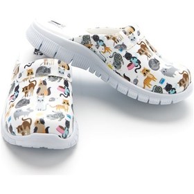 Resim Drmoon Kedi Desenli Comfortflex Taban Hakiki Deri Kadın Sabo Terlik Beyaz 