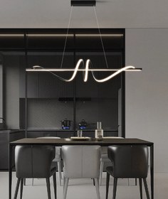Resim Modern led oturma odası kolye işıkları asılı lamba için yemek masası mutfak vestiyer ofis ev dekor mobilya Minimalist 3043-Q76-0W-ER - Siyah / 100 cm 