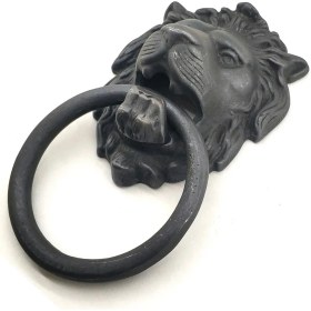 Resim Antika Tarz Dekoratif Pirinç Kapı Tokmağı, Taktak - 102X130 Mm, Oksit 