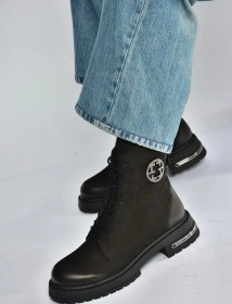 Resim Fox Shoes V555575501 Siyah Hakiki Deri Nubuk Kadın Postal Bot Siyah-Nubuk 