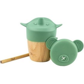 Resim Citron 2'si 1 Arada Kapaklı ve Pipetli Organik Bambu Alıştırma Bardağı - Green 1073629 