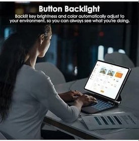 Resim Fogy İpad Pro 7.Nesil 13"İnç M4 2024 ile Uyumlu Magic Keyboard Touchpad Işıklı Klavyeli Kılıf, Beyaz 