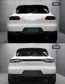 Resim Porsche Macan (2014-2018) Arası Uyumlu Bagaj Kapağı ve Led Stop 2018+ Görünüm Facelıft /Smoke 