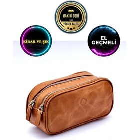 Resim Empiero Gold Taba Hakiki Deri Çift Fermuarlı El Çantası El Geçmeli Gold Taba 