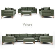 Resim Zeri Modüler Yataklı 3 Adet Üçlü Kanepe & 3'lü Koltuk 3+3+3 - Yeşil - 127 Yeşil 