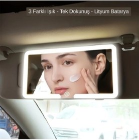 Resim eMAXİ Işıklı Makyaj Aynası Oto Güneşlik Led Işıklı Makyaj Ayna Masa Üstü Işıklı Makyaj Makeup 