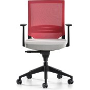 Resim Bürotime Cozy Çalışma Koltuğu Kırmızı/açık Gri - Sabit T Kol - Plastik Ayak 