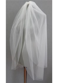 Resim Suzanna Moda Düz Kesim Kenarlı 1mt Boy Hayal Tül Çift Kat Taraklı Gelin Duvağı Krem 