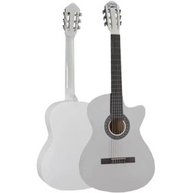 Resim Midex Cg-395wh Beyaz Renk Kesik Klasik Gitar 4/4 Yetişkin Boy Sap Ayarlı Full Set 