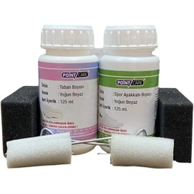 Resim Point Care Spor Ayakkabı Taban Boyası + Beyaz Deri Mont Direksiyon Spor Ayakkabı Boyası + Sünger 