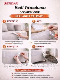 Resim SERDAX Kendinden Yapışkanlı Kedi Tırmalama Koruma Bandı 20x45 cm Şeffaf Koltuk Duvar Çizik Önleyici 