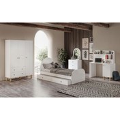 Resim Afilli Yavrulu Bohem Cocuk Odası Takımı Tamamı Mdf Beyaz 