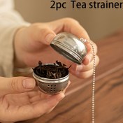 Resim Zincirli Paslanmaz Çelik Çay Demleme Aparatları 2'li Set - Yaprak Çayı, Çorba Topları ve Baharatlar için Yeniden Kullanılabilir File Süzgeçler - Dayanıklı & Kolay Kullanımlı Mutfak Gereci, Çay Severler İçin 