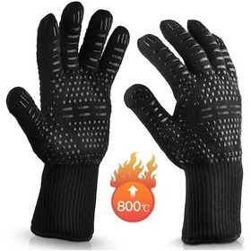 Resim Yüksek Sıcaklık Dayanıklı Barbekü Fırın Eldiveni Siyah 32cm 1 Adet 