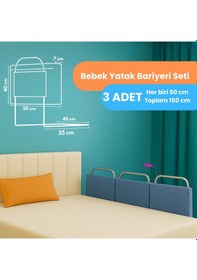 Resim Miralay Yeni Nesil Yatak Bariyeri 50 x 40 CM Mavi 3 Adet 