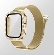 Resim Cloud011 Altın Mesh Parlak Kapaklı İwatch 40mm Kadın Metal Kayış 