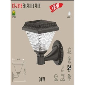 Resim Cata Aybekon CT-7316 30W/6400K Solar Duvar Armatür 30W 6400K Beyaz Işık 