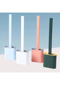 Resim Duvara Monte Edilebilir Kapaklı Askılı Klozet Yumuşak Silikon Başlıklı Tuvalet Fırçası Seti Kahverengi 