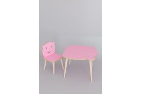 Resim Remaks Panda Yaz Sil Yüzey Çocuk Masa Sandalye Takımı 1 Aktivite Oyun Masası 1 Sandalye - Pembe 