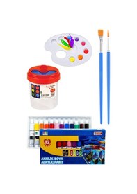Resim Kare Yuvarlak Ve Altıgen Tuval 30 Cm Mydido 12 Renk 12 Ml Tüp Akrilik Boya Şövale 1 Paket Arkadan Zımbalı 30x30 Cm Tuval 