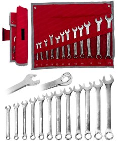 Resim PROXTECH Çantalı Profesyonel Güçlü Sağlam Chrome Vanadium Çelik 12 Parça Kombine Açık Ağız-yıldız Anahtar Set 