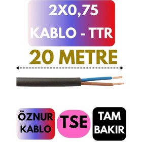 Resim Öznur 2x0,75 Ttr Kablo Metre Seçenekli Siyah - 20 Metre 
