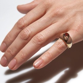Resim Pear Smokey Topaz Enamel Ring - 5 