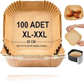 Resim Airfryer Pişirme Kağıdı,Xl-Xxl Büyük Boy, Kare, 100 Adet Hava Fritöz Parşömen Fırın Kağıdı Tek Kullanımlık Kağıt Fırın Fritöz Pişirme Kızartma Tavası Için Uygun 20CM 