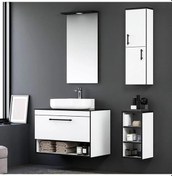 Resim Orka Knidos 90 Cm Mdf Beyaz Banyo Dolabı Takımı Ve Boy Dolabı Beyaz 