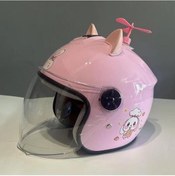 Resim Vkemall Kız Çocuklar İçin Kışlık Motosiklet Kaskı - Pembe Tavşan Desenli, Kedi Kulaklı Ve Küçük Fırça Özellikli Pembe 