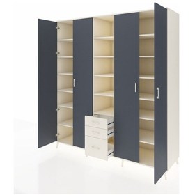 Resim Kronos Dolap 17 Raflı 3 Çekmeceli 4 Kapaklı 220x59x243 Aytaşı-antrasit/aytaşı Antrasıt/aytası - Aytası 