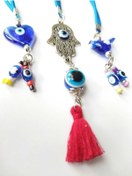 Resim cuaderno El Yapımı Cam Nazar Boncuğu Üçlü Araba Süsü Hediyelik Aksesuar 