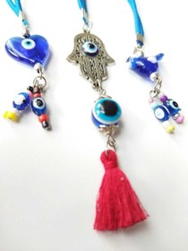 Resim cuaderno El Yapımı Cam Nazar Boncuğu Üçlü Araba Süsü Hediyelik Aksesuar 