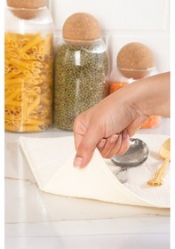 Resim Porsima 3139-1 2li Mikrofiber Tezgah Üstü Kurutma Matı Süper Emici Bulaşıklık Krem Krem 