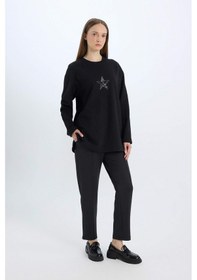 Resim DeFacto Regular Fit Cepli Pensli Skuba Dalgıç Kumaş Esnek Belli Pantolon D9029AX24WNBK34 