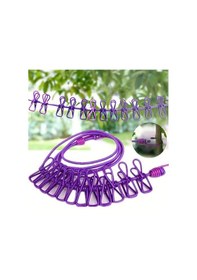 Resim Taşınabilir Seyahat Çamaşır İpi 12 Mandallı Klipsli Lastikli Çamaşır Mandalları 