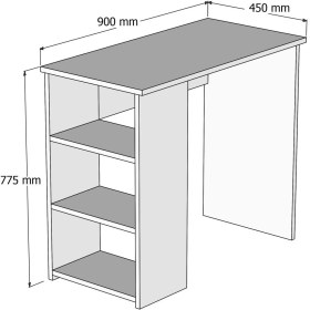 Resim Ferniso Mobilya Çalışma Masası Fonksiyonel Kitaplık (Raflı) Ceviz 