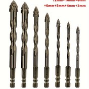 Resim 7 adet Karbür Matkap Seti, Dört Bıçaklı Yırtık Eksantrik Testere Tasarımı, Düz Flüt, Kuru Matkap Porcelan, Seramik, Cam, Mermer, Beton, Paslanmaz Çelik, Taş için 