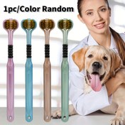 Resim 1 Paket Evcil Hayvan Diş Bakımı 3 Taraflı Diş Fırçası - Kediler ve Köpekler İçin Yumuşak Mikrofiber Kıllar, Diş Etlerine Nazik, Etkili Plak Temizliği ve Ferah Nefes, Rastgele Renk (Mor/Mavi/Pembe), Diş Temizleme Aletleri, Tutma Kolu Tasarımı, Dokulu Tutma Kolu 