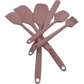 Resim 6lı Yanmaz Yapışmaz Isıya Dayanıklı Mutfak Pasta Slikon Yumurta Fırçası Kaşık Bıçak Spatula Seti 