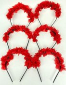 Resim Limelia Kırmızı Lazer Çiçekli 6 Adet Nedime Tacı ve Hediyelik Çocuk Tacı 6 Adet 