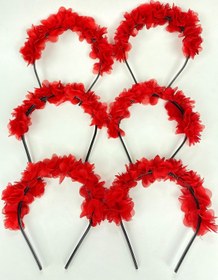 Resim Limelia Kırmızı Lazer Çiçekli 6 Adet Nedime Tacı ve Hediyelik Çocuk Tacı 6 Adet 