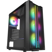 Resim Rampage Slıder Mesh LED Şerit Temperli Cam Siyah 4*12CM Sabit Rgb Fan Atx Mid-T Gaming Oyuncu Kasası 