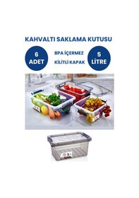 Resim Kahvaltı Saklama Kabı Saklama Kutusu Kahvaltılık Kilitli Saklama Kutusu 6 Adet 5 Lt Bpa Free ŞEFFAF 