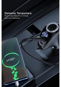 Resim 90w Type-c Usb Araç Şarjı Süper Hızlı Pd 4.0 & Qc 3.0 Çakmaklık Şarj Adaptörü 1 