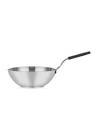 Resim Çelik Wok Tava 26cm - Silikonlu Sap Gri 
