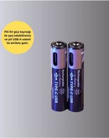 Resim Aaa Boyutunda Usb Şarjlı Pil - Kompakt Tasarım, Geniş Uyumluluk 