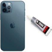 Resim instatech Apple Iphone 12 Pro Max Arka Kapak Batarya Pil Kapağı + Yapıştırıcı Hediye - Pasifik Mavisi 