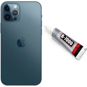 Resim instatech Apple Iphone 12 Pro Max Arka Kapak Batarya Pil Kapağı + Yapıştırıcı Hediye - Pasifik Mavisi 
