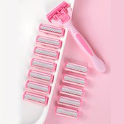 Resim 1-Handle + 6/18 Blades, 2-Handle + 24 Blades - Hipoalerjenik, Yıkanabilir, Hassas Ciltler için Güvenli - Paslanmaz Çelik, Kadınlar için Çok Bıçaklı Vücut Tüyü Temizleme Tıraşı - Ergonomik Tasarım | Paslanmaz Çelik Tıraş Bıçağı 